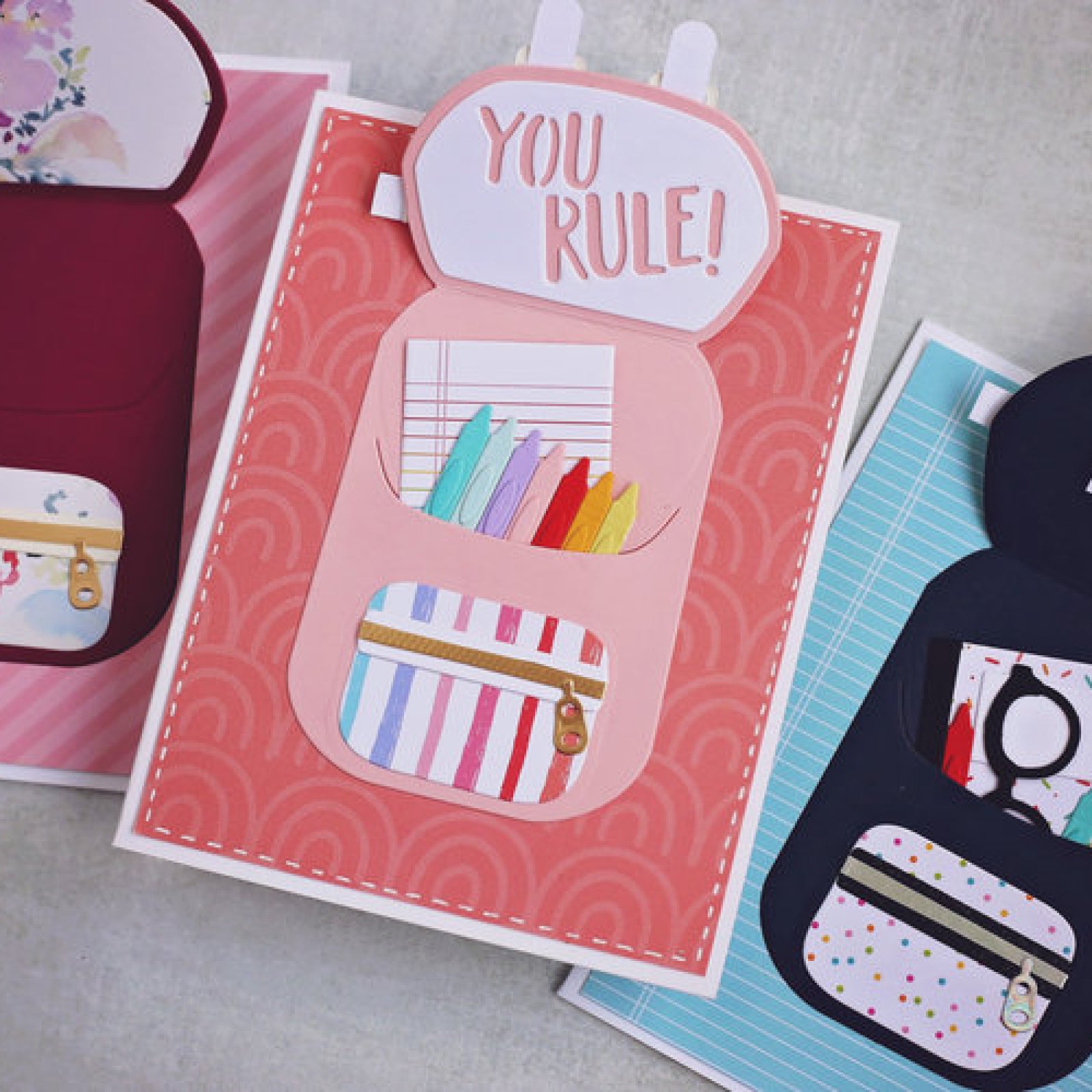 You Rule! Backpack w School Supplies Cutting & Embossing Dies
