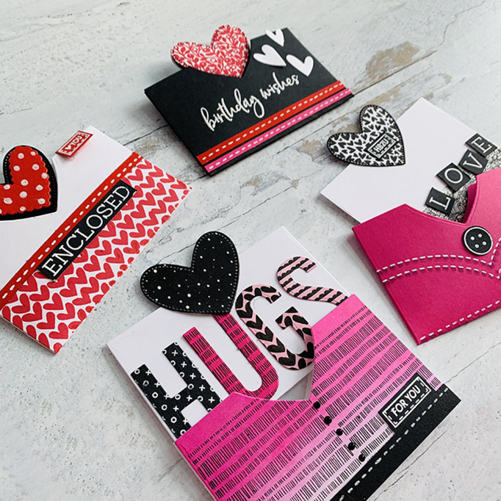 Nesting Stitched Jeans Pockets Full of Love Mega Cutting Dies Set