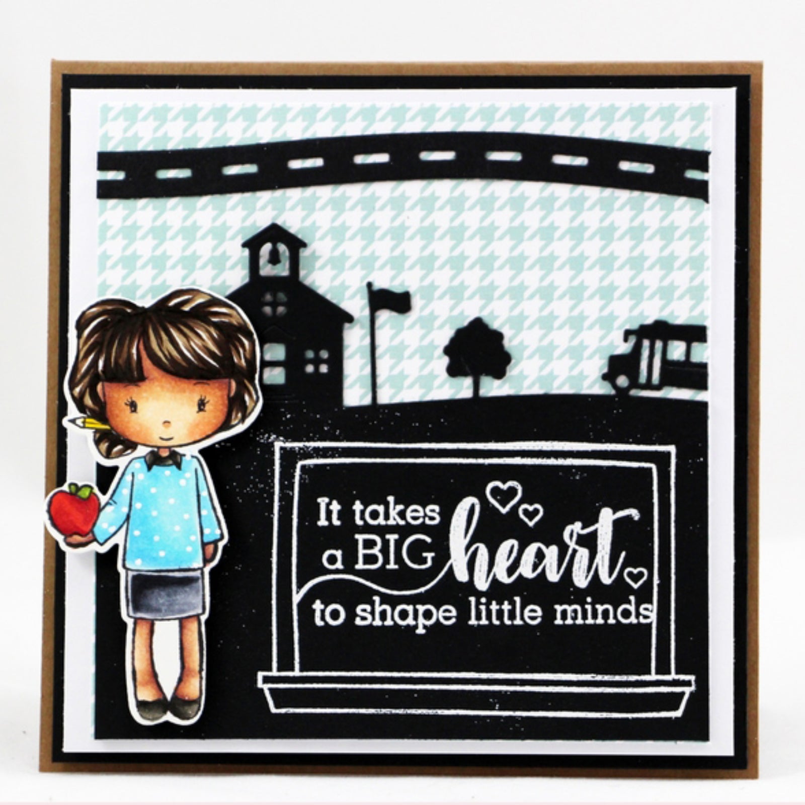 School Scene Backdrop Border w Bus & Road Cutting Dies