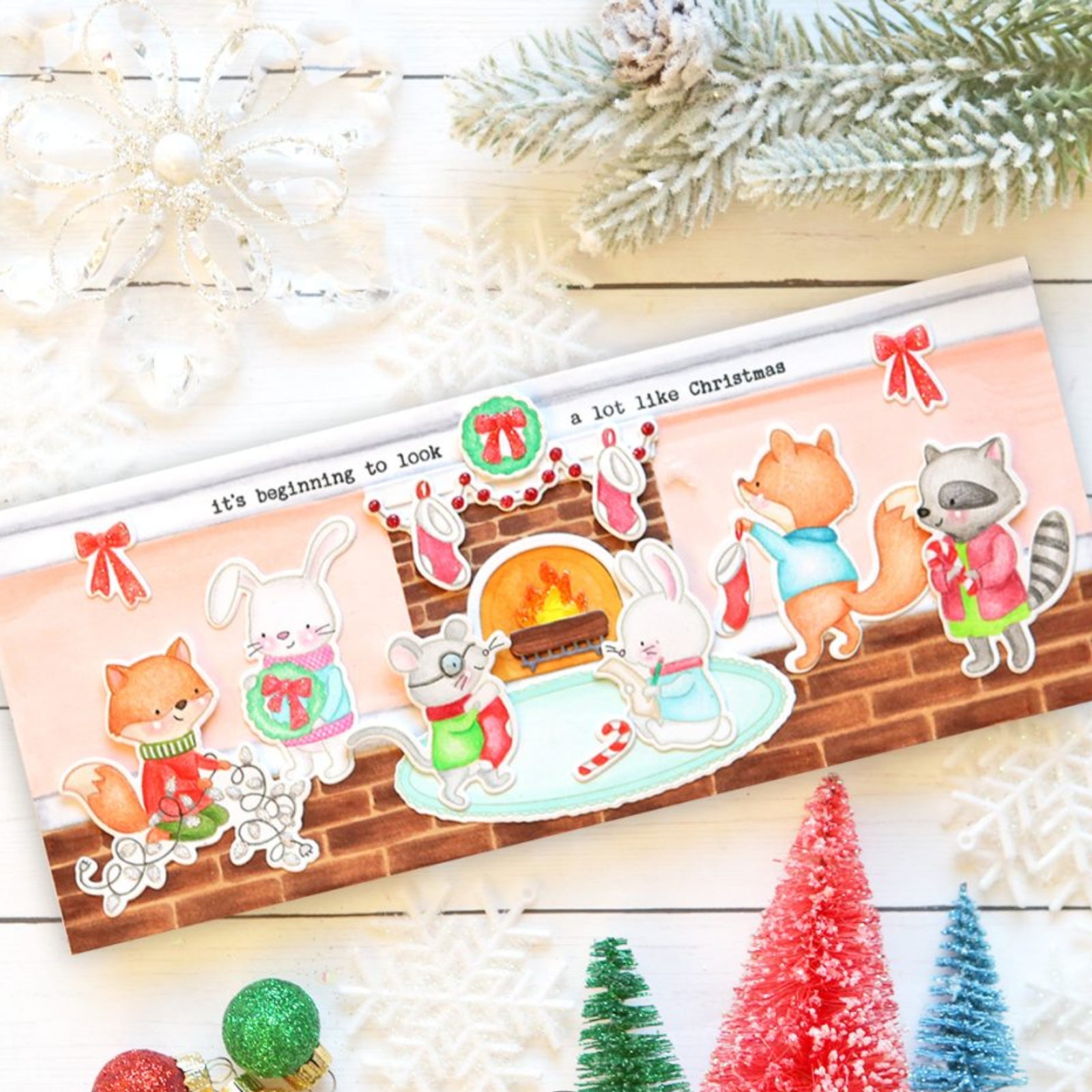 Burrow Home w Fireplace Background Frame Cutting & Embossing Dies