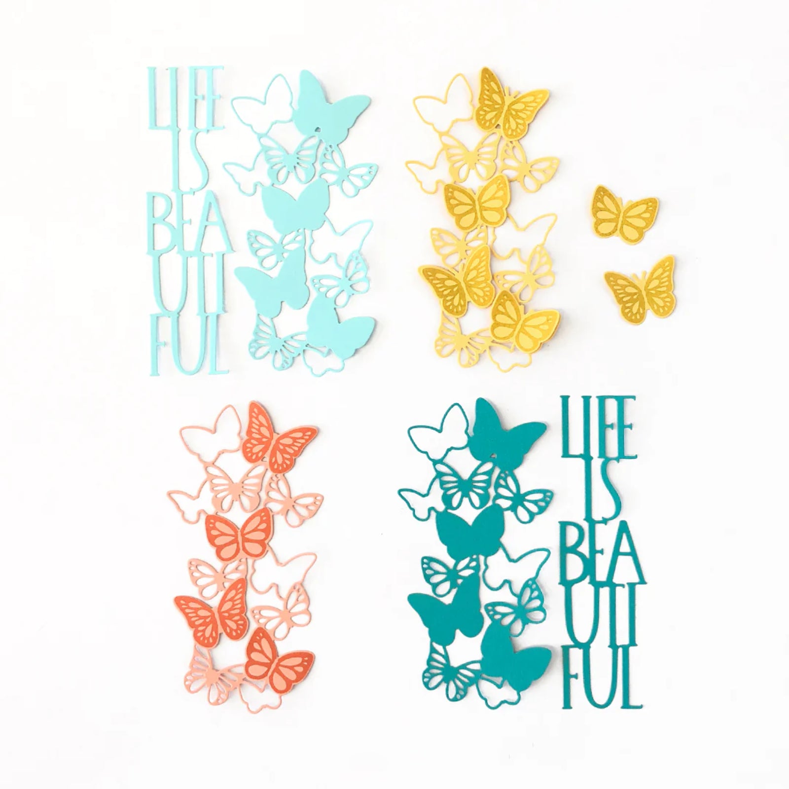 Life Is Beautiful Skinny Slimline Sentiment w Butterflies Cutting Embossing Dies