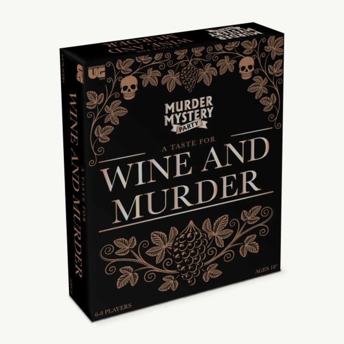 A Taste for Wine and Murder game box on a neutral background.