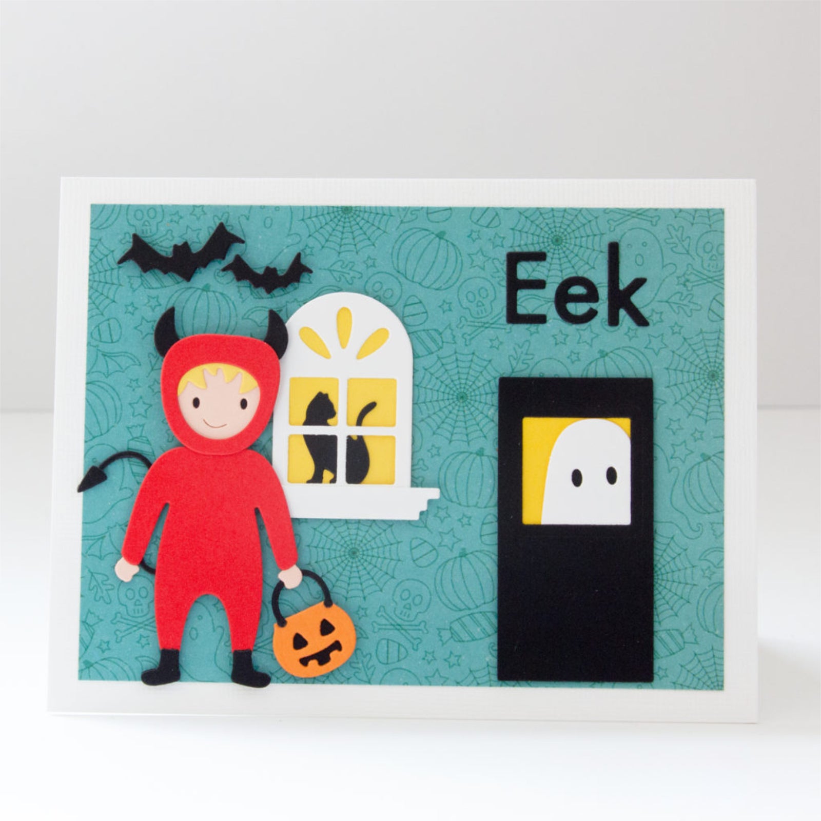 Halloween Ghost Boo!, Skeleton, and Kid Trick or Treat Costumes Cutting Dies