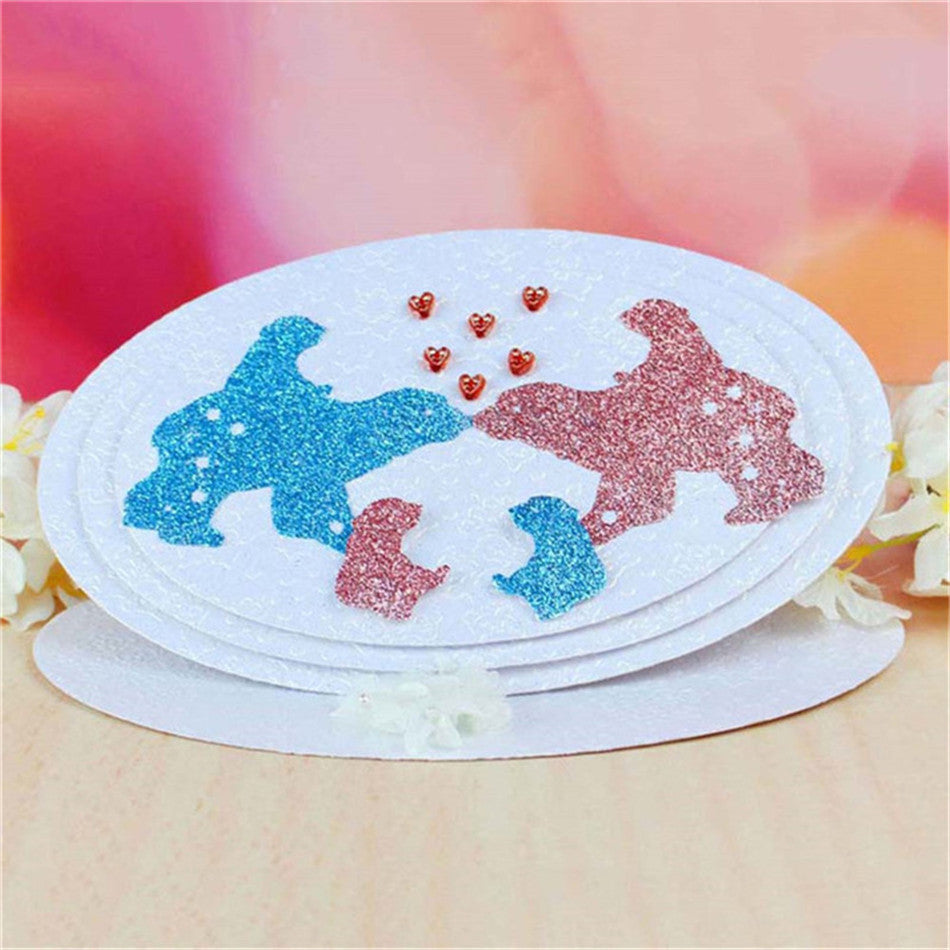 Large Polar Bear and Cub w Winter Snowflakes Cutting Dies