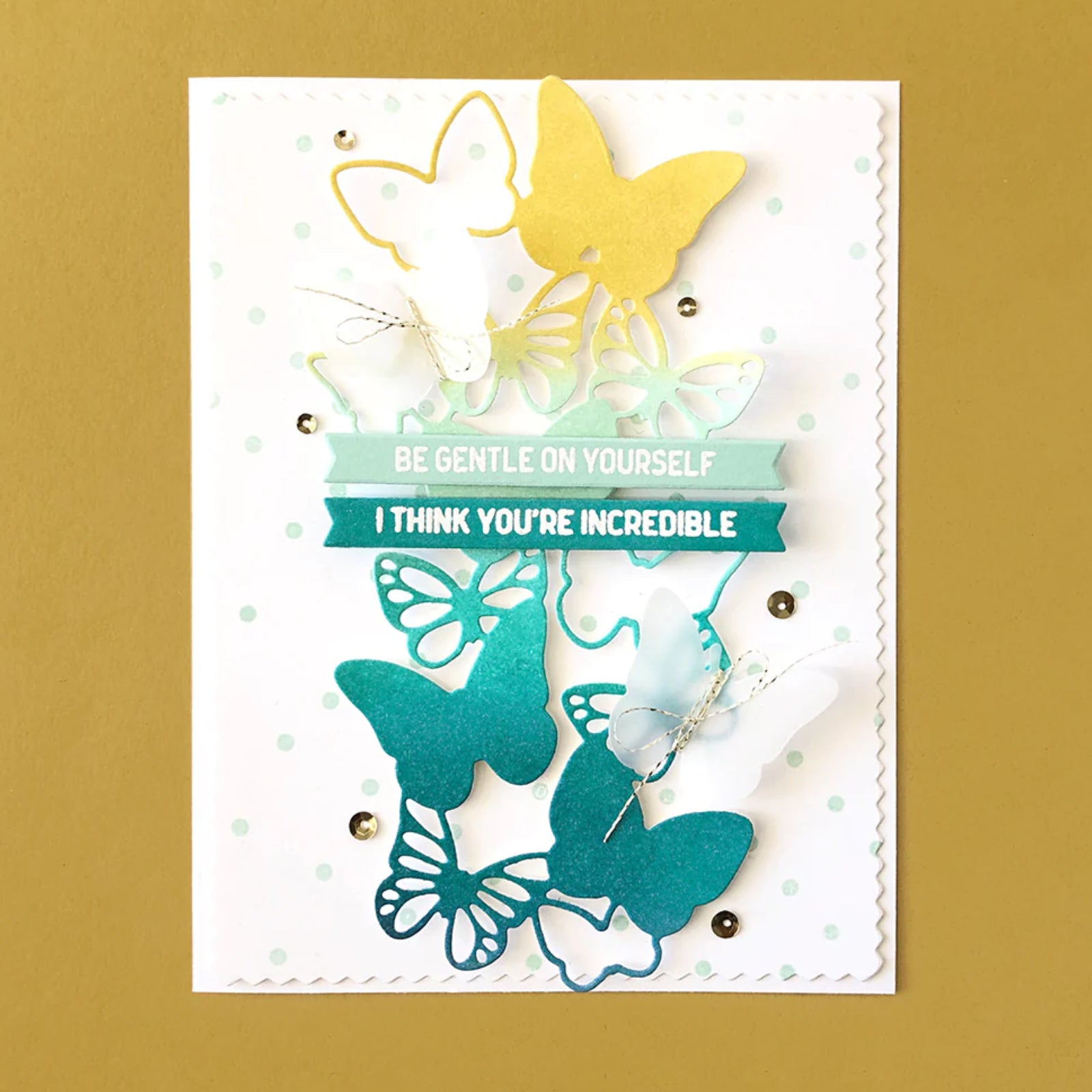 Life Is Beautiful Skinny Slimline Sentiment w Butterflies Cutting Embossing Dies