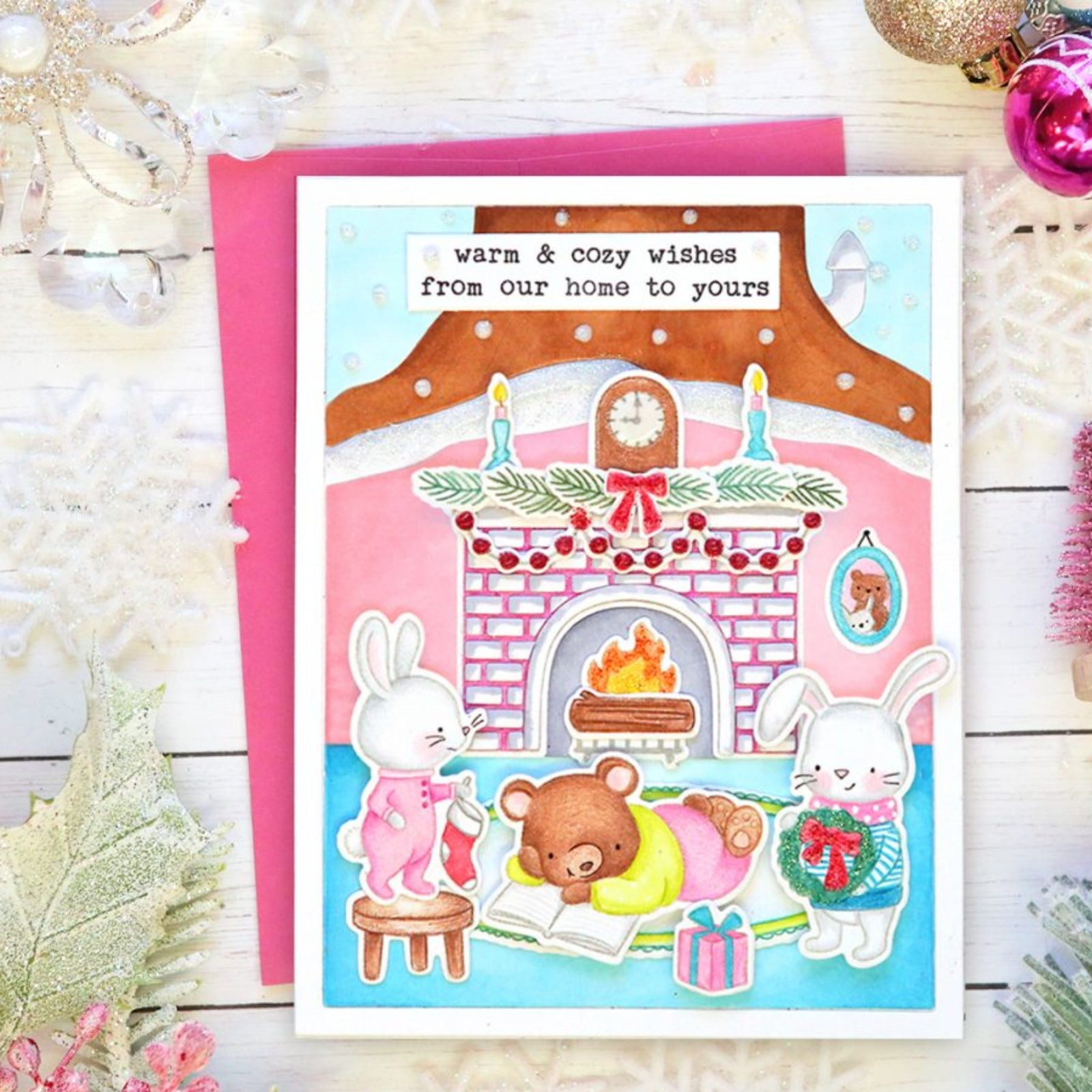 Burrow Home w Fireplace Background Frame Cutting & Embossing Dies