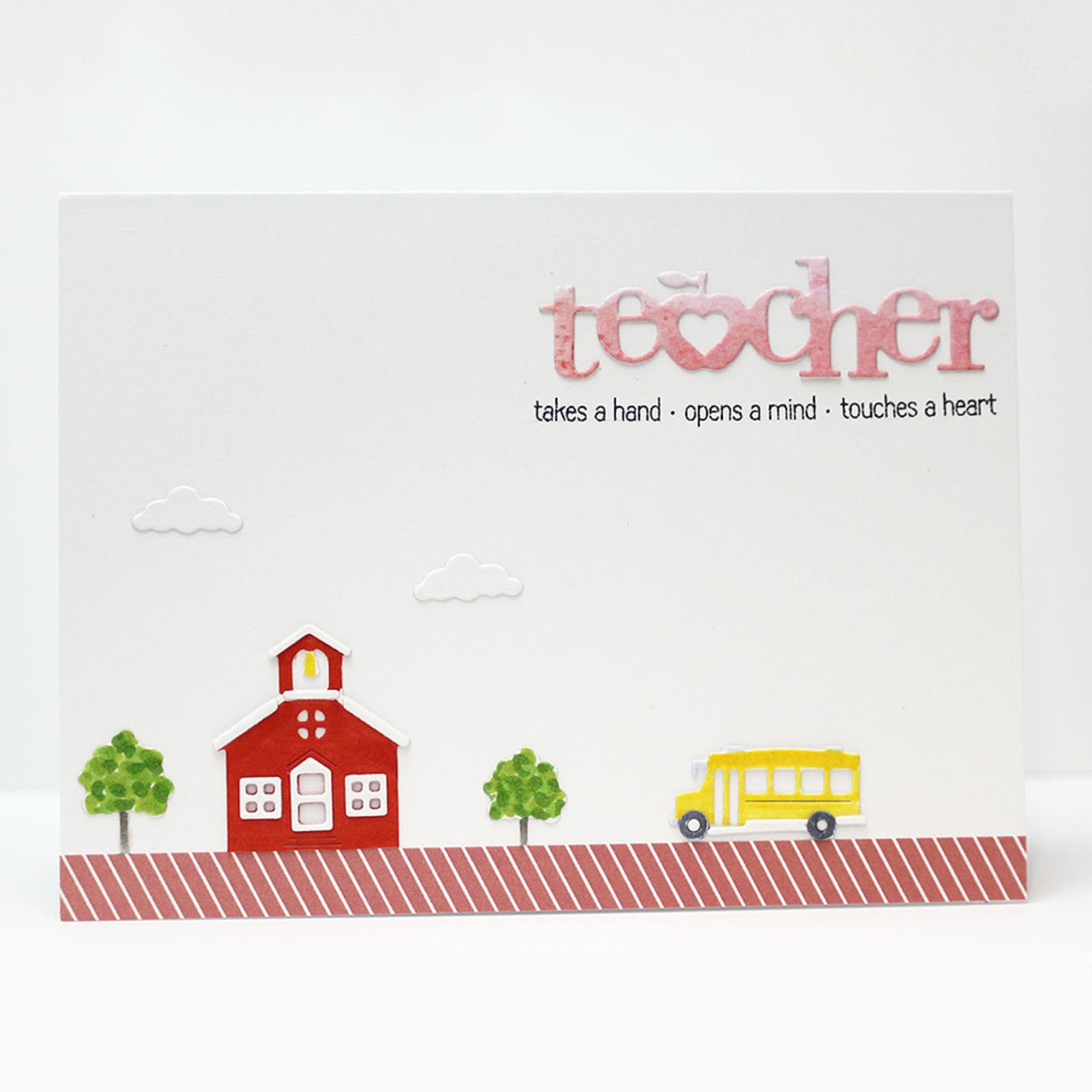 School Scene Backdrop Border w Bus & Road Cutting Dies
