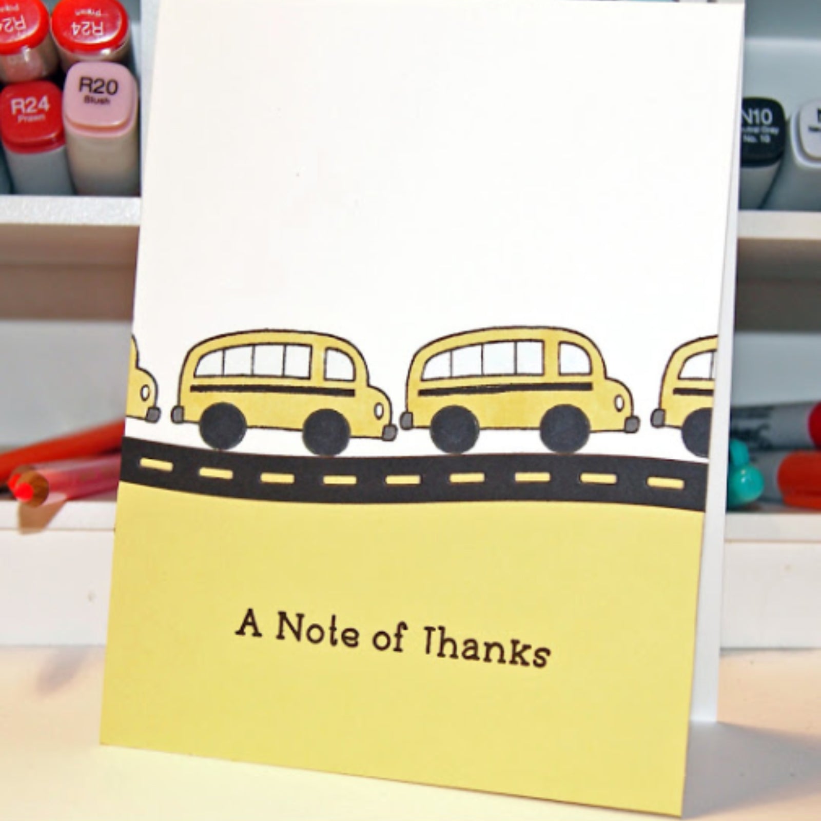 School Scene Backdrop Border w Bus & Road Cutting Dies