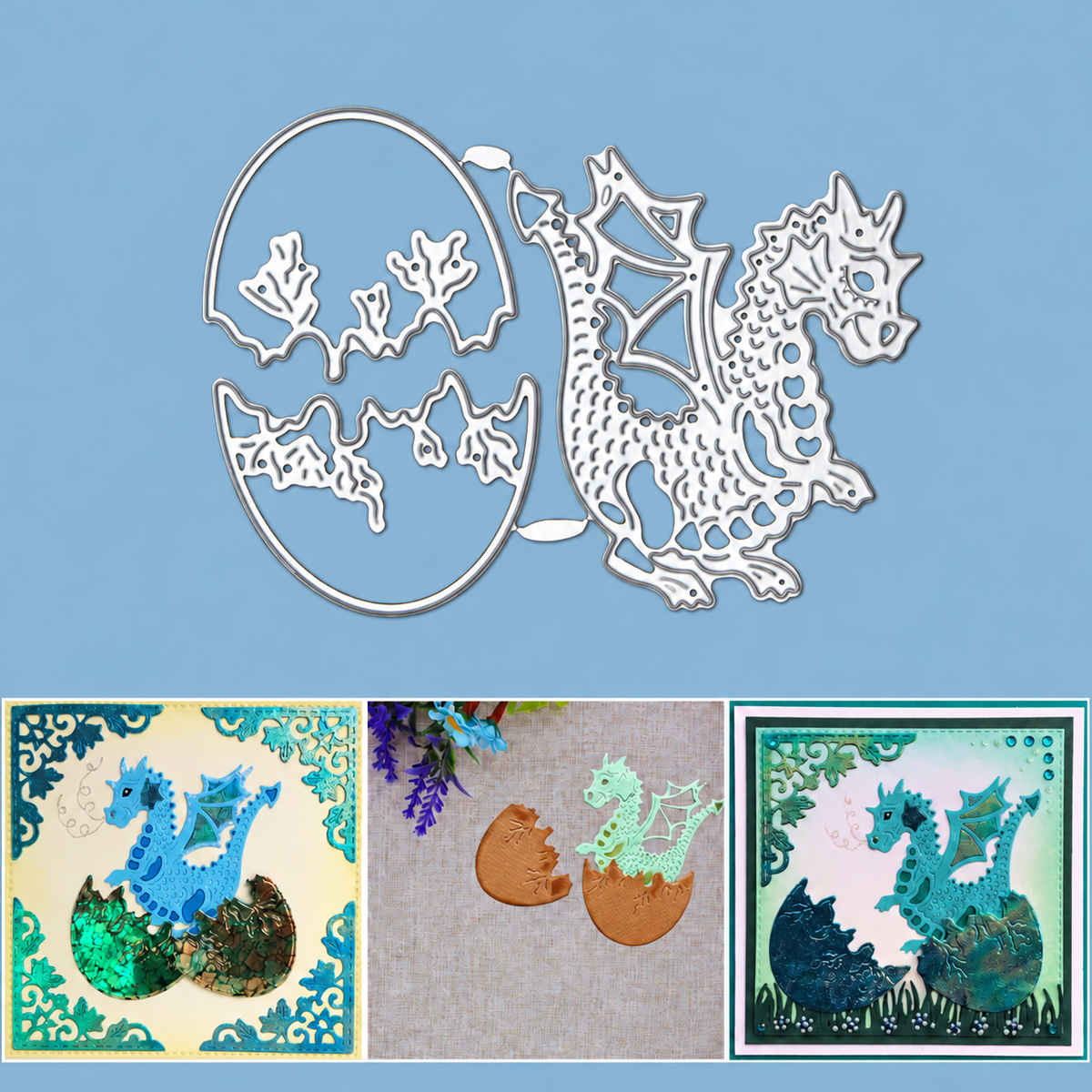 Baby Dragon Hatchling w Cracked Egg Shells Cutting & Embossing Dies