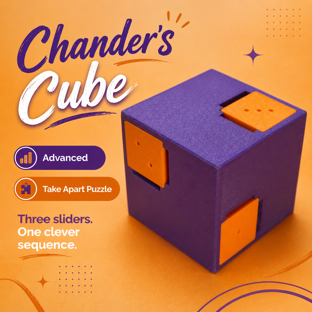 Chander's Cube Purple Orange Edition – Advanced Take Apart Puzzle by Yaroslav Manuilov