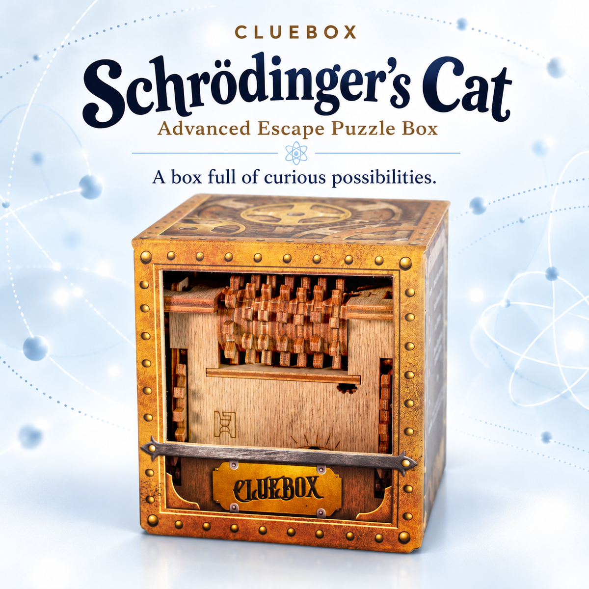 Schrödinger's Cat Cluebox – front dial view in its original retail sleeve