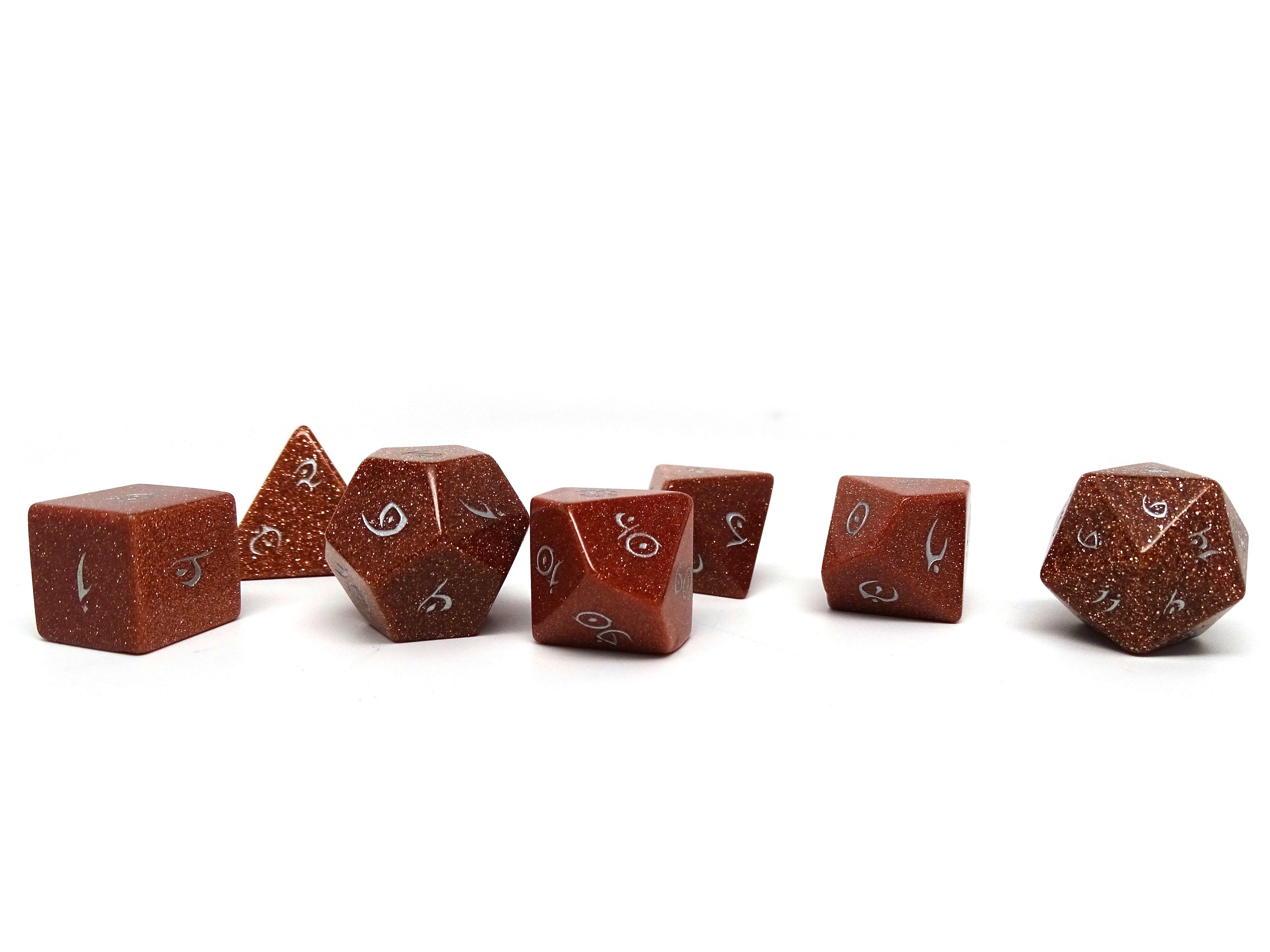 Goldstone Dice Set - Elvenkind Font