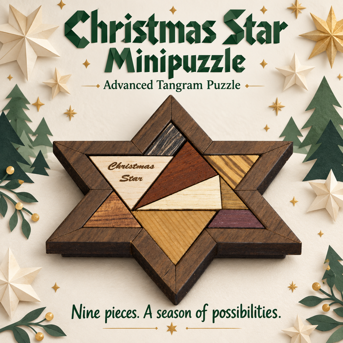 Christmas Star Minipuzzle – Advanced Tangram Puzzle by Siebenstein-Spiele