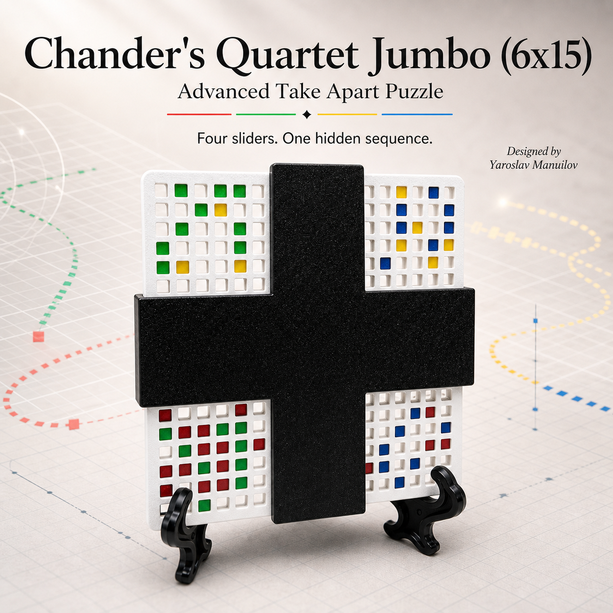 Chander's Quartet Jumbo (6x15) White – Advanced Take Apart Puzzle by Yaroslav Manuilov