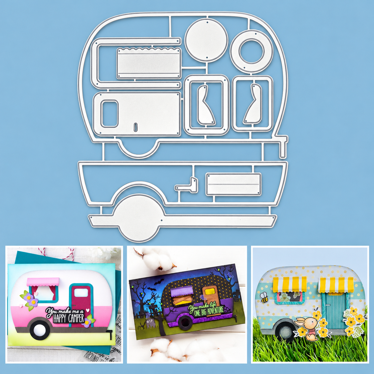 Large Camper Trailer Card Cutting & Embossing Dies