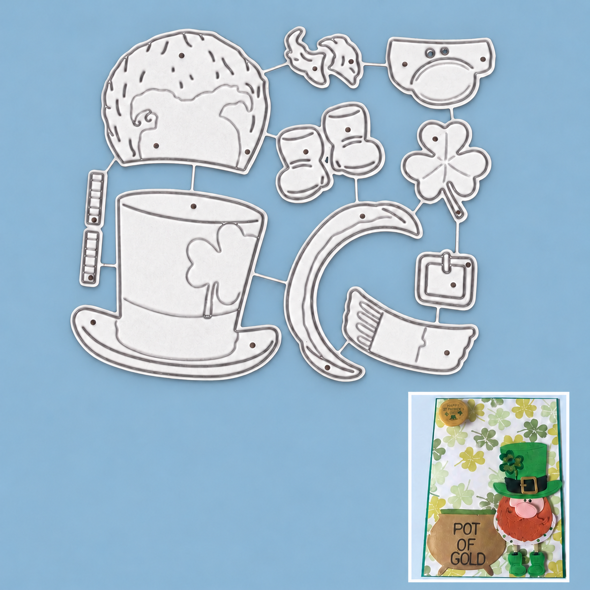 Leprechaun Gnome w Shamrock Cutting Dies