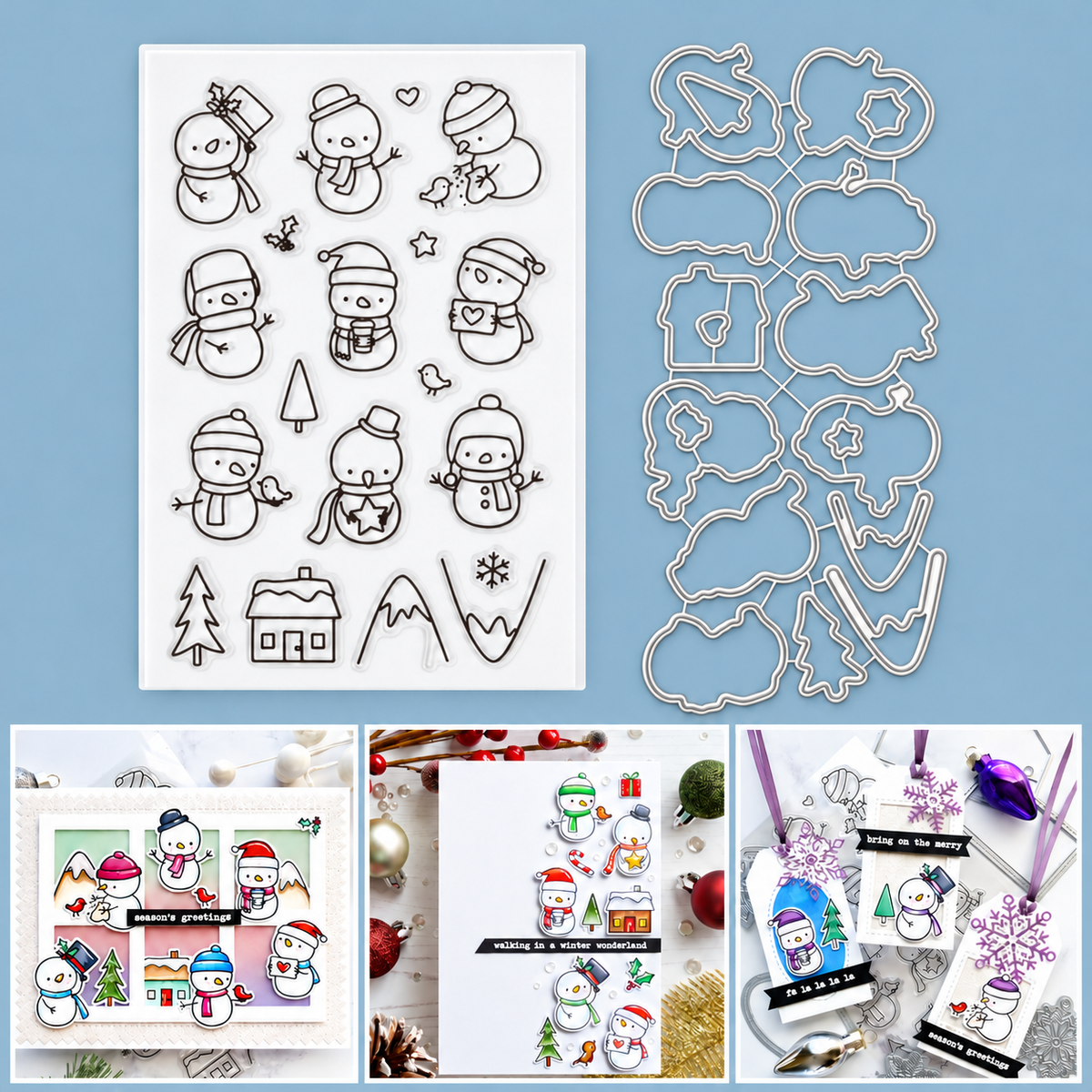 Nine Little Snowmen Cutting Dies & Stamps Set