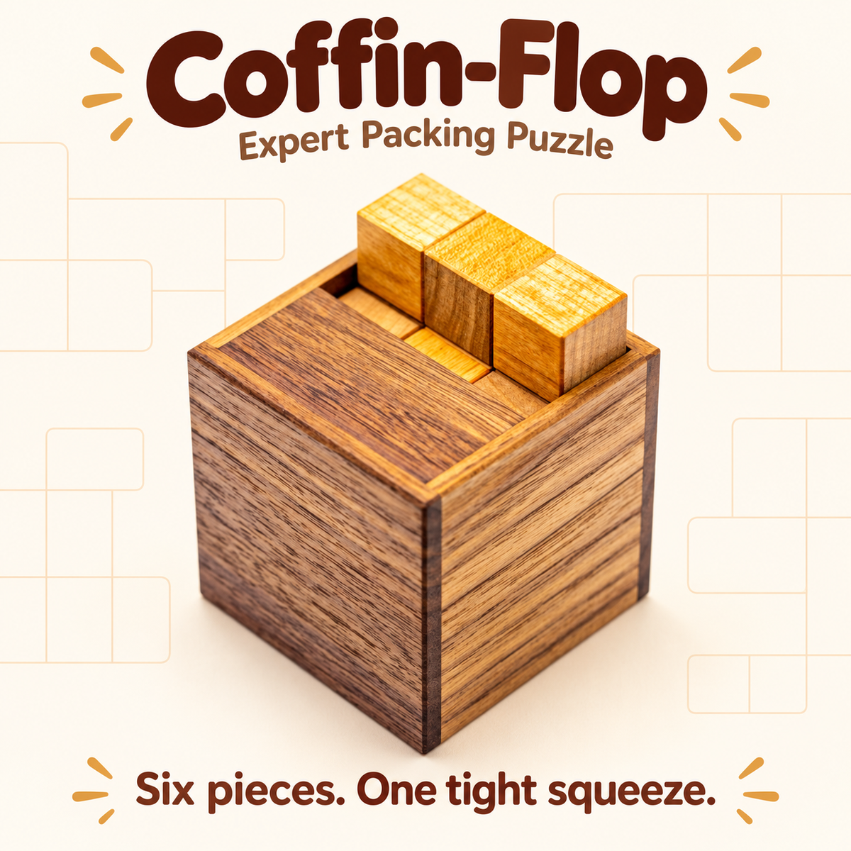 Coffin-Flop wooden packing puzzle by Dr. Volker Latussek, hero