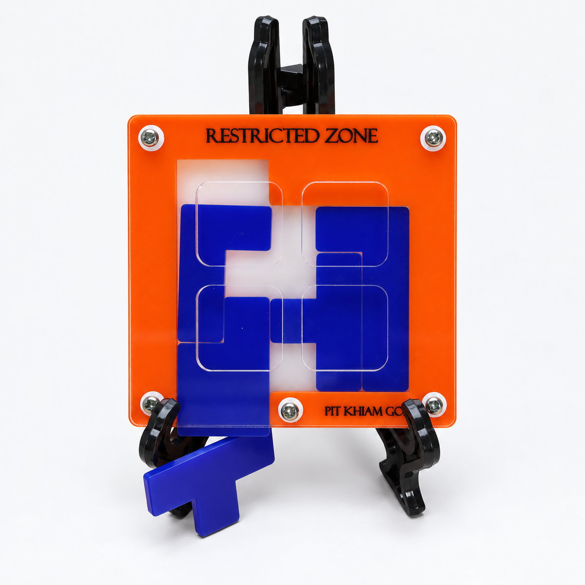 Restricted Zone acrylic puzzle, original pieces and complete stand