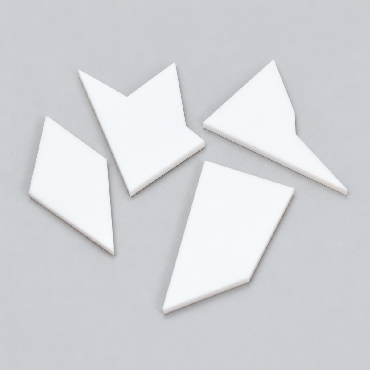 See Me Try 1 four white acrylic pieces in original source arrangement