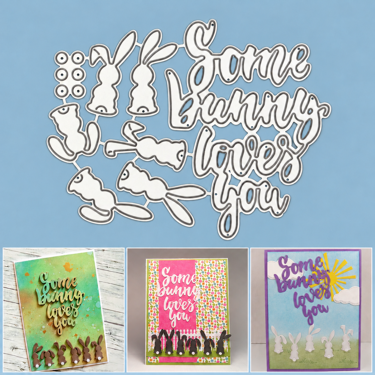 Some Bunny Loves You Sentiment Words Cutting Dies