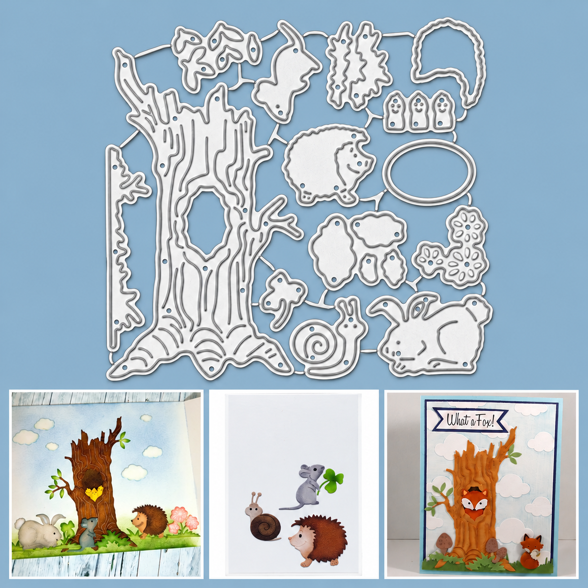 Woodland Critters w Hollow Tree Scene Creator Cutting Dies