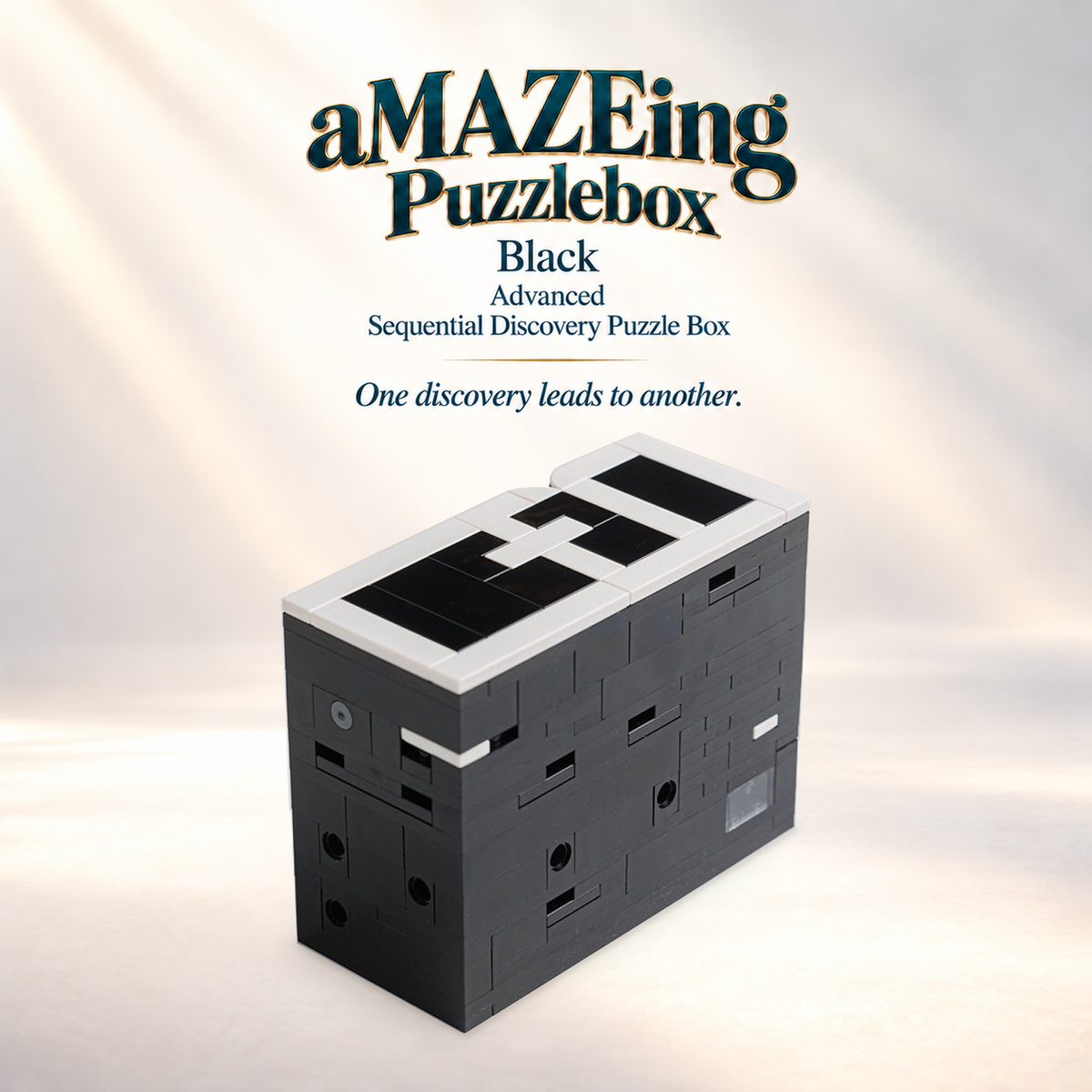The aMAZEing Puzzle Box (Black) – Advanced Sequential Discovery Puzzle by QuizBrix