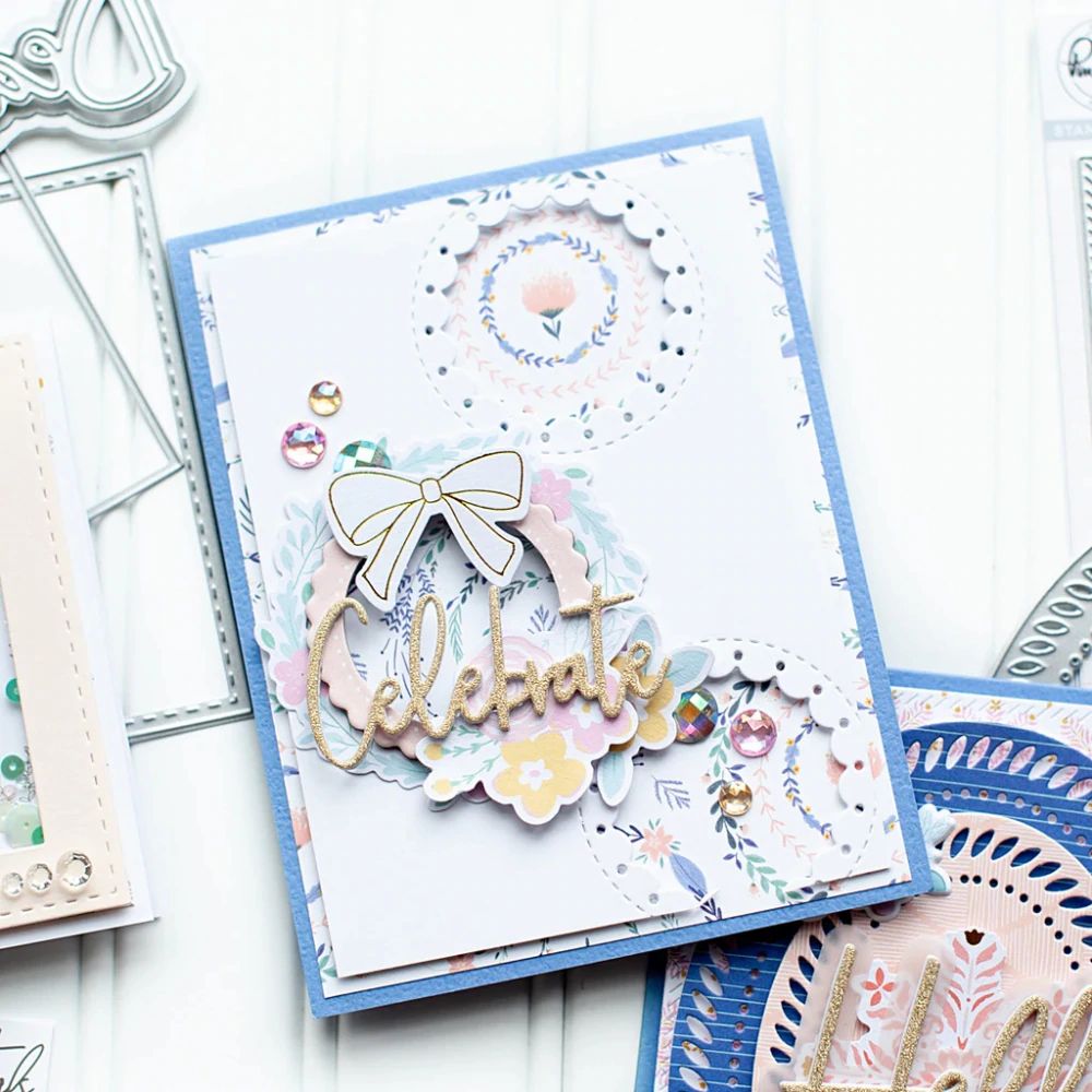 Celebrate Sentiments Words w Shadows Cutting Dies