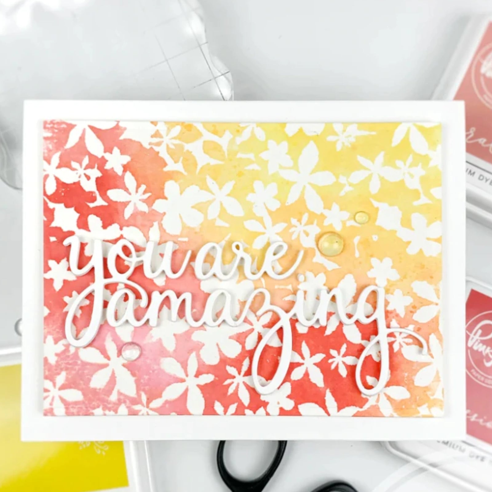 You Are Amazing Sentiment Words w Shadows Cutting Dies