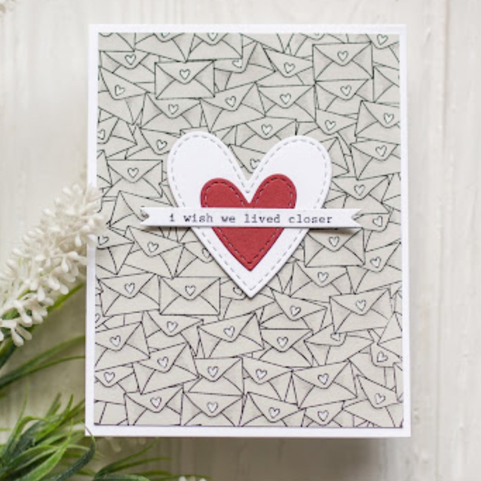 Sending Love Mail Envelopes Square Background Stamp
