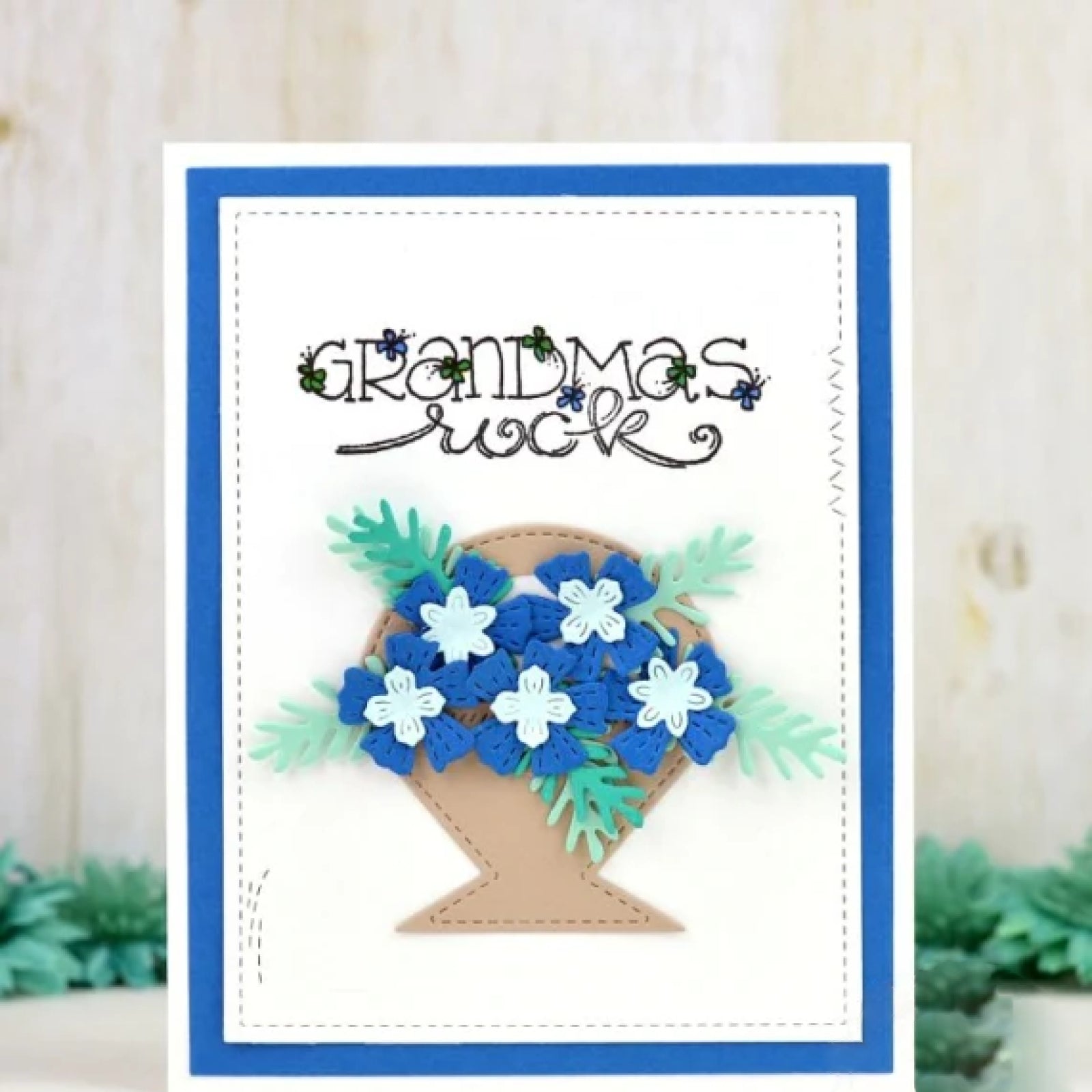 Stitched Flower Cart w Umbrella Cutting Die Set