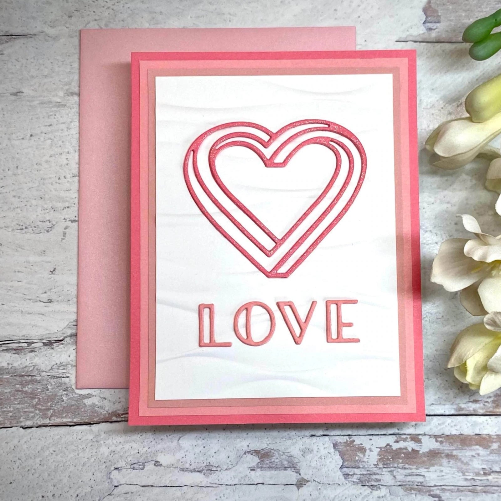 Love Word w Outline Heart Frame Cutting Dies