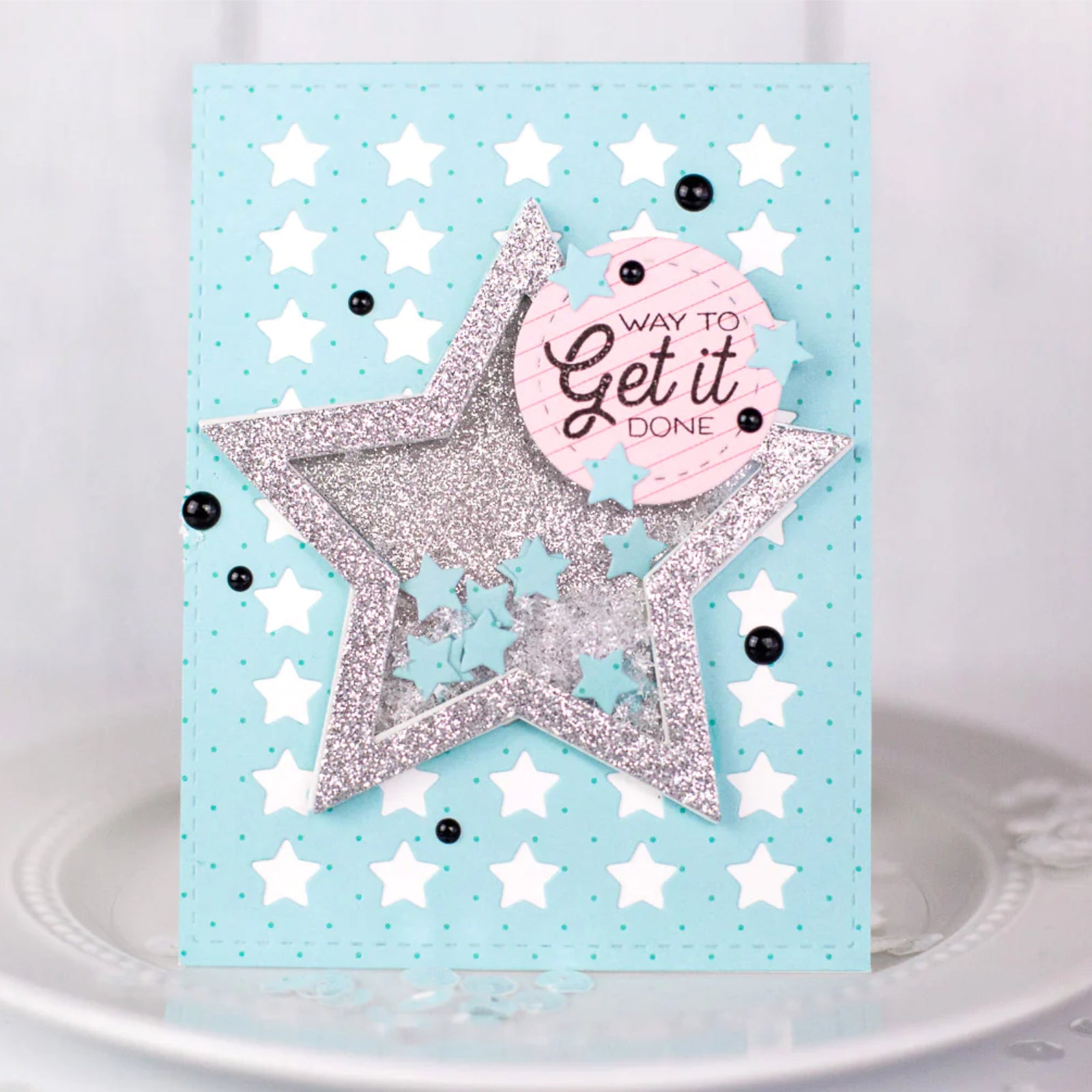 Stars Grid Background w Stitching Border Cutting & Embossing Die