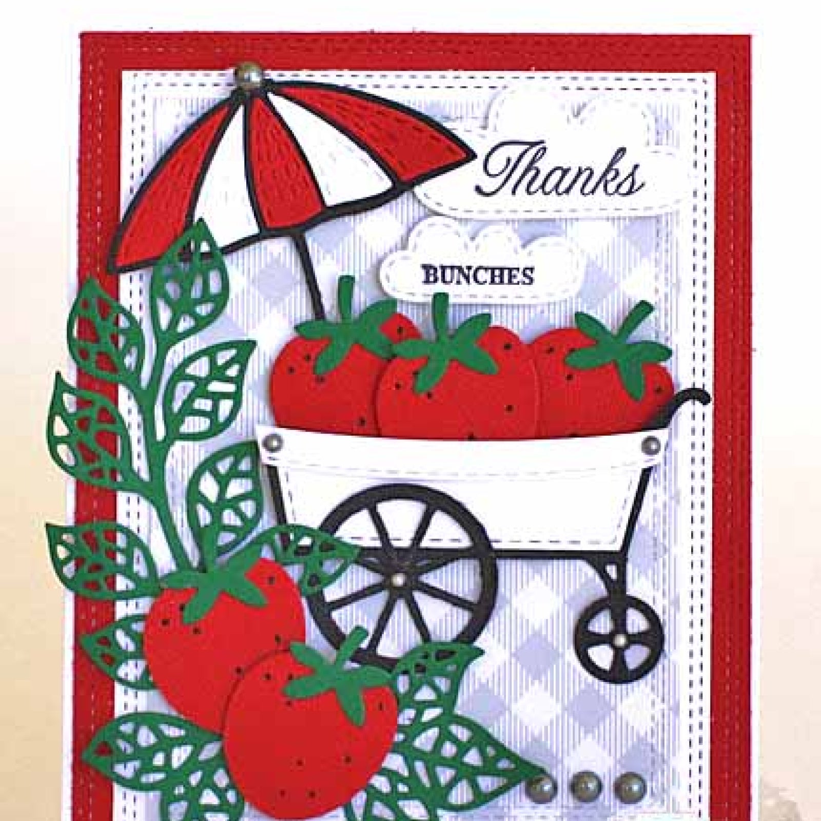 Stitched Flower Cart w Umbrella Cutting Die Set
