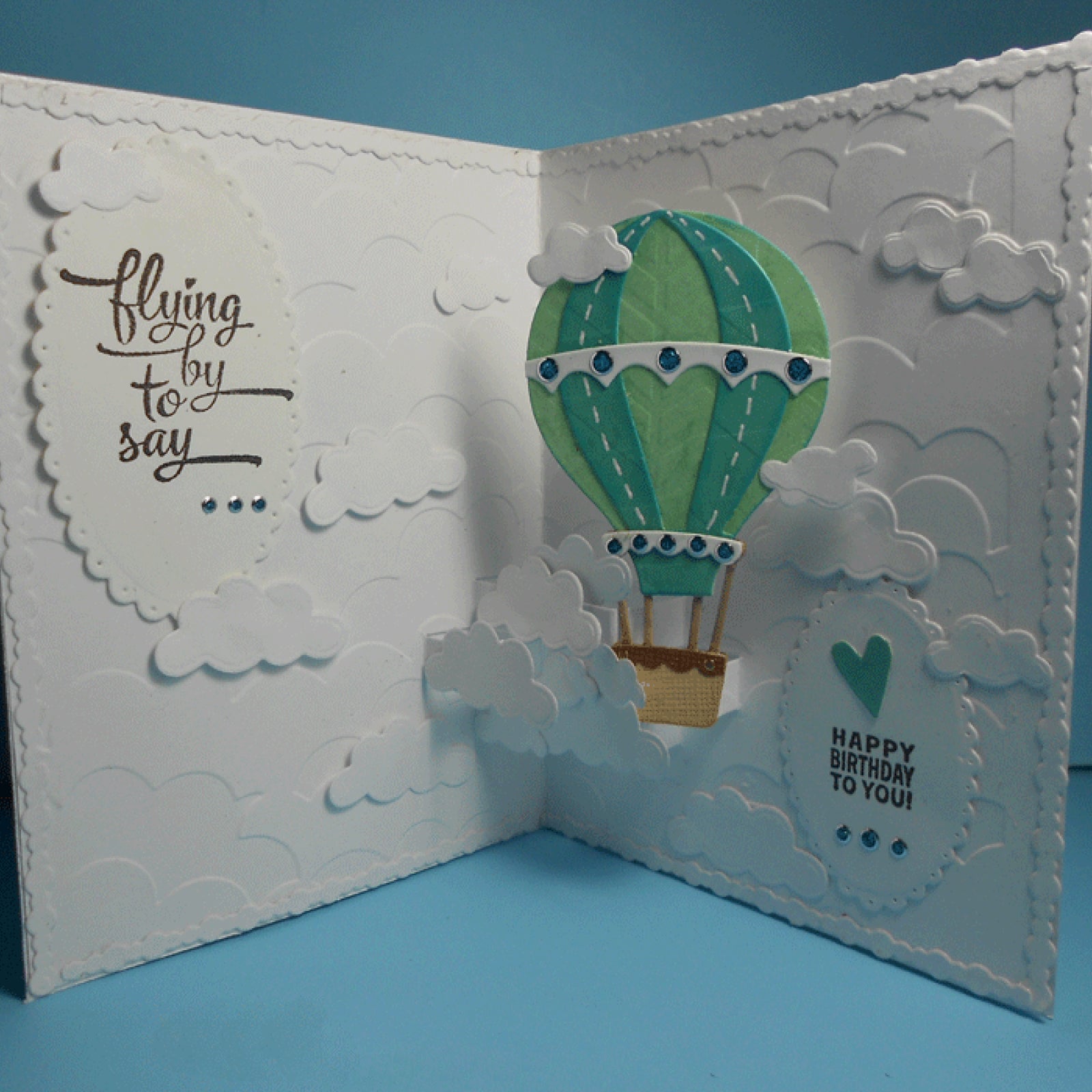Pop Up Hot Air Balloon w Clouds Cutting Embossing Dies