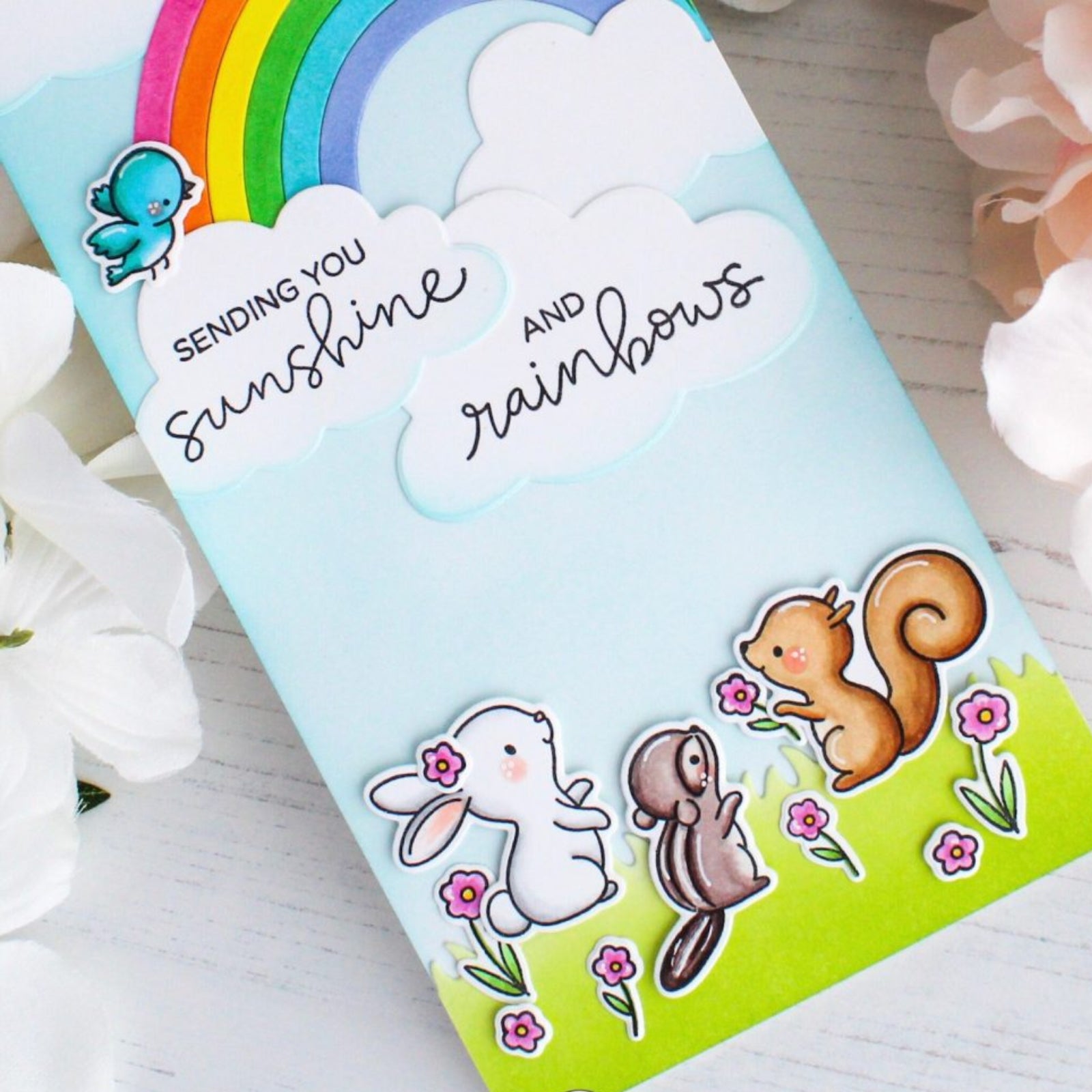 Sending You Sunshine And Rainbows Happy Sentiment Phrases Stamp Set