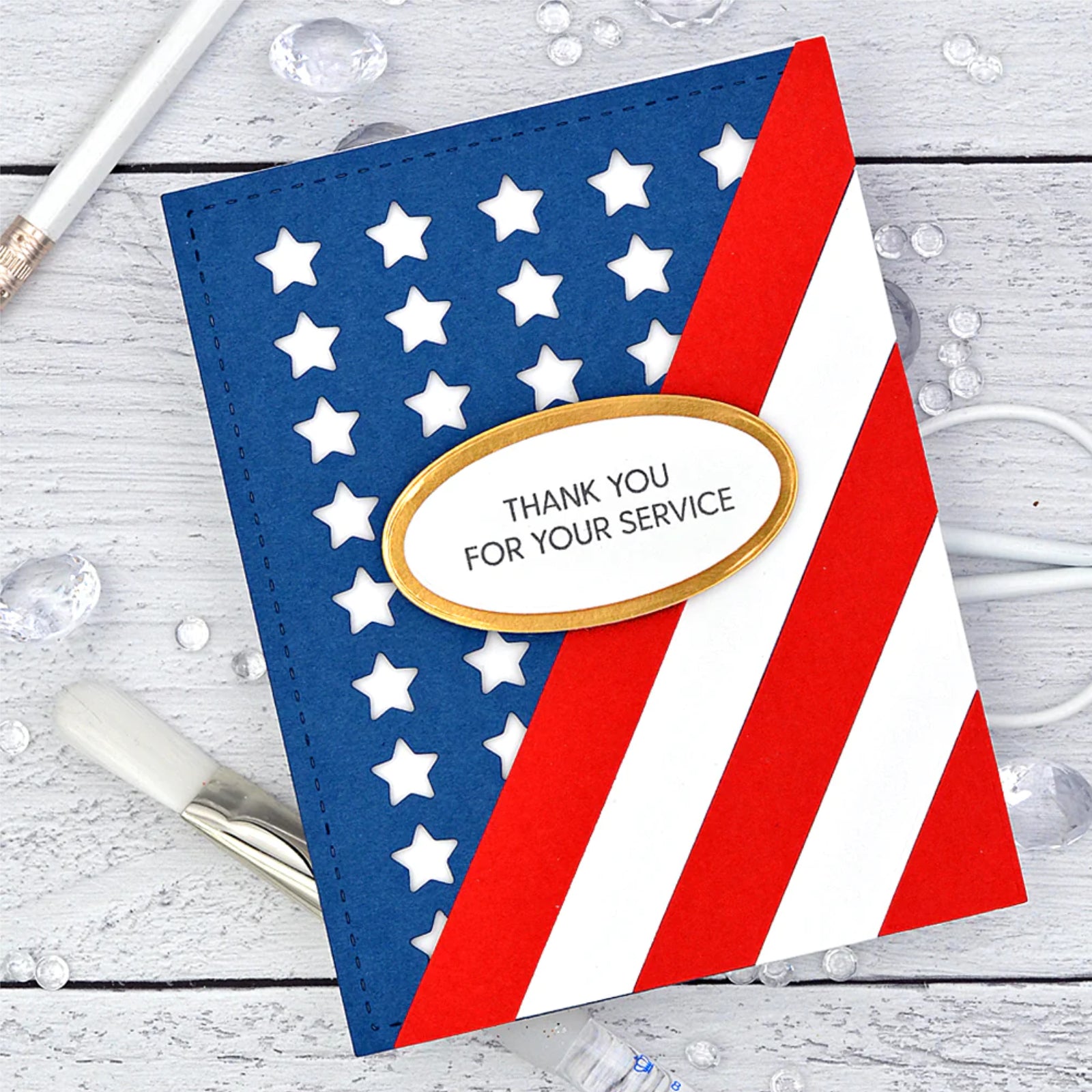Stars Grid Background w Stitching Border Cutting & Embossing Die