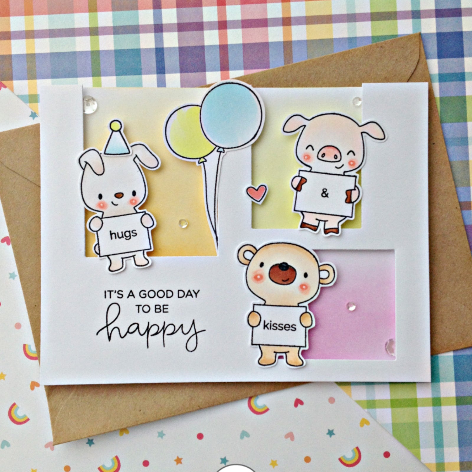 Sending You Sunshine And Rainbows Happy Sentiment Phrases Stamp Set