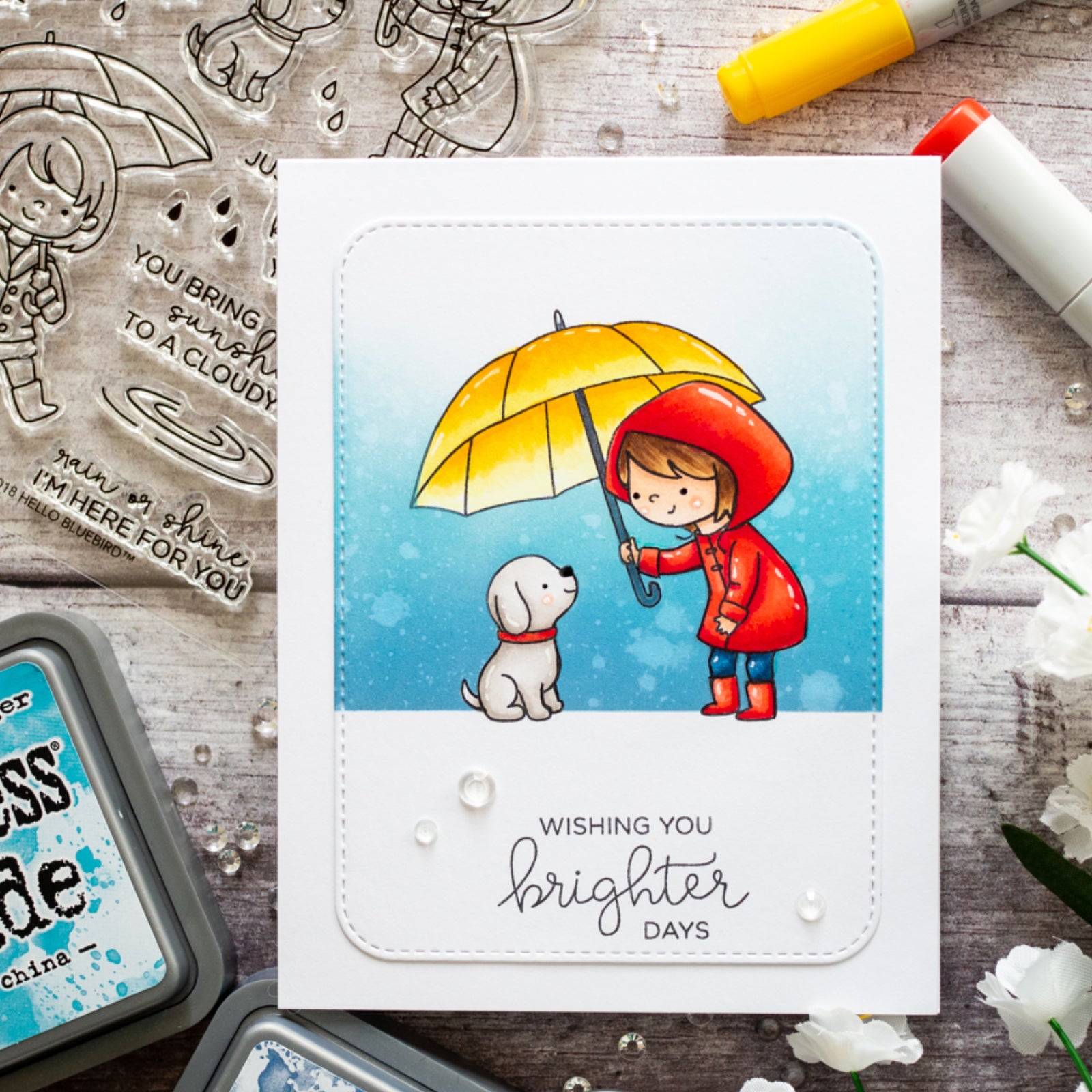 Sending You Sunshine And Rainbows Happy Sentiment Phrases Stamp Set