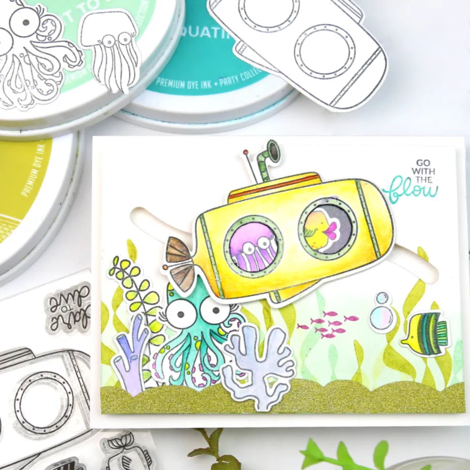 You Are Sublime Submarine w Sea Animals Cutting Dies & Stamps Set
