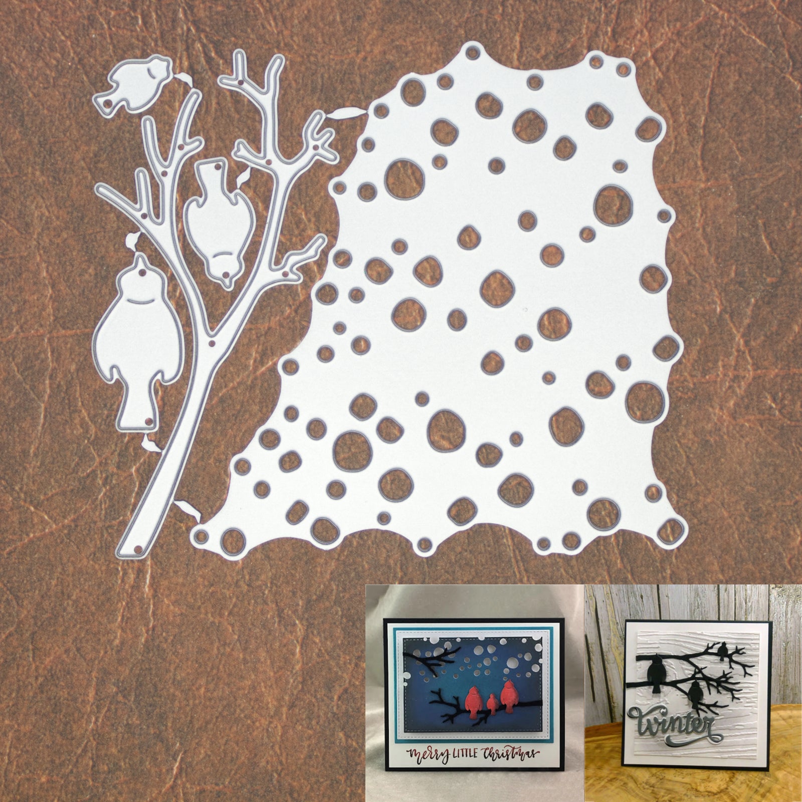 Winter Snow Scene w Branch & Birds Cutting Dies