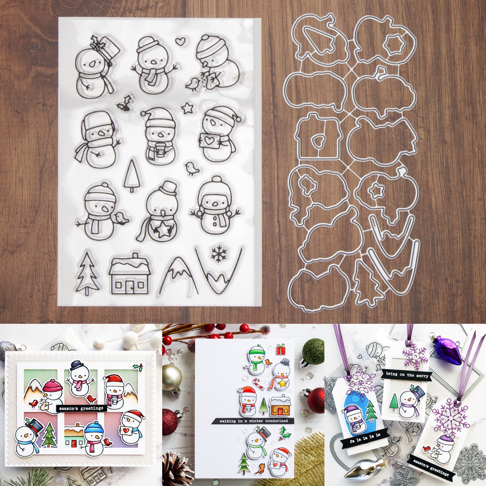 Nine Little Snowmen Cutting Dies & Stamps Set