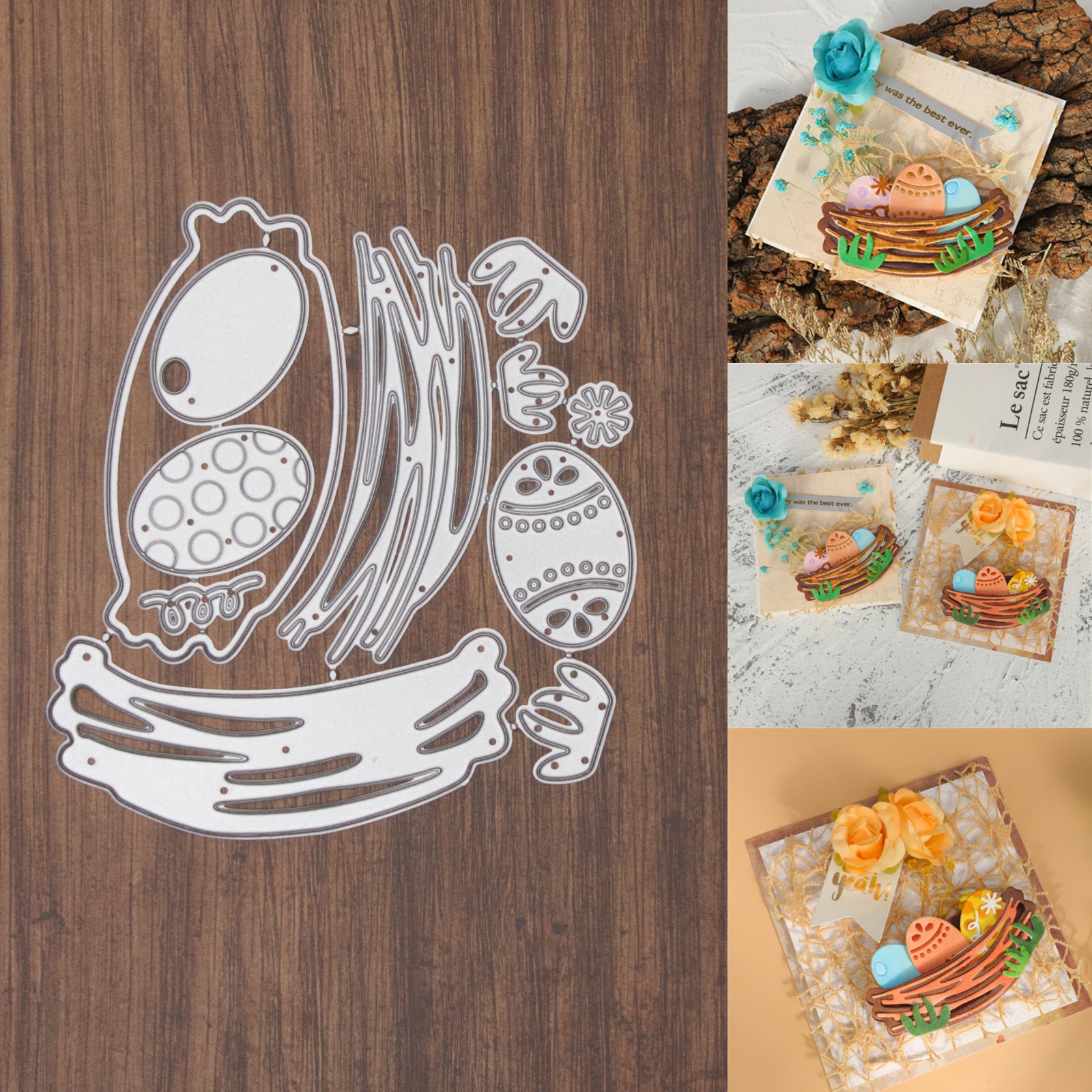 Easter Eggs w Nest & Grass Tuffs Cutting Dies