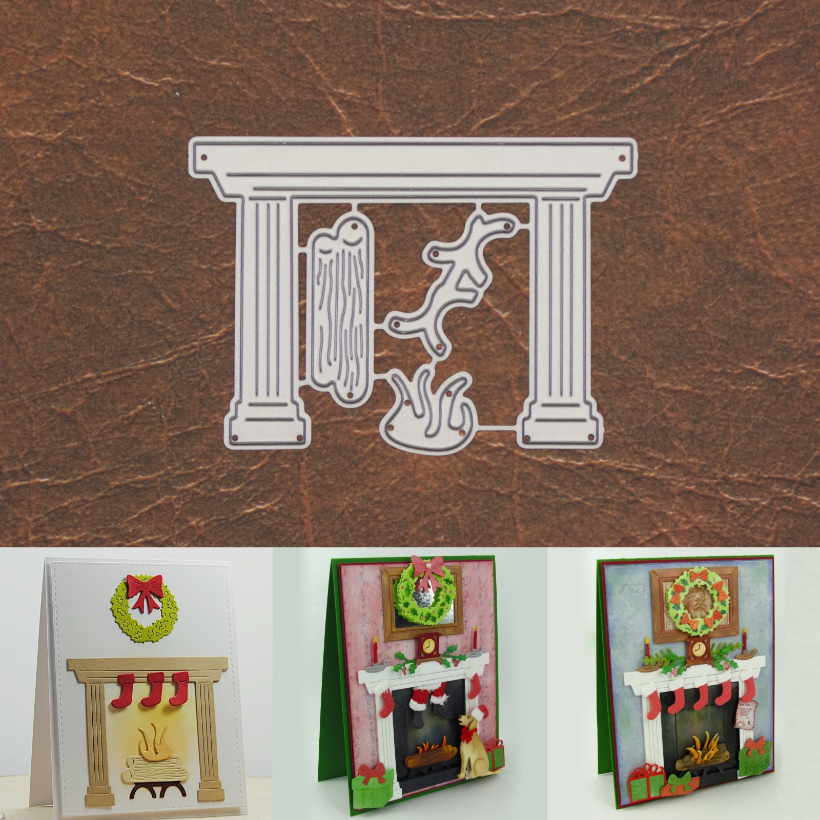 Cozy Fireplace w Logs Holder & Flame Cutting Dies