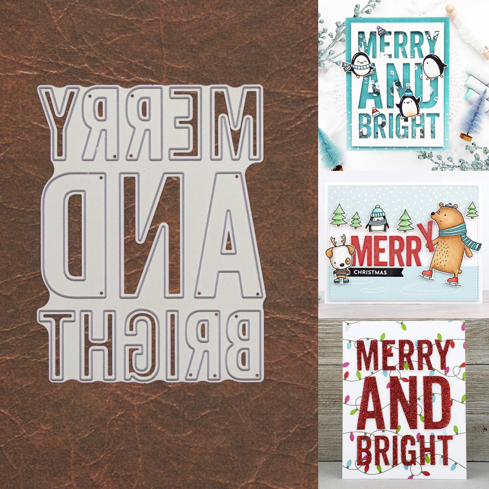 Merry And Bright Large Sentiment Words Cutting & Embossing Die