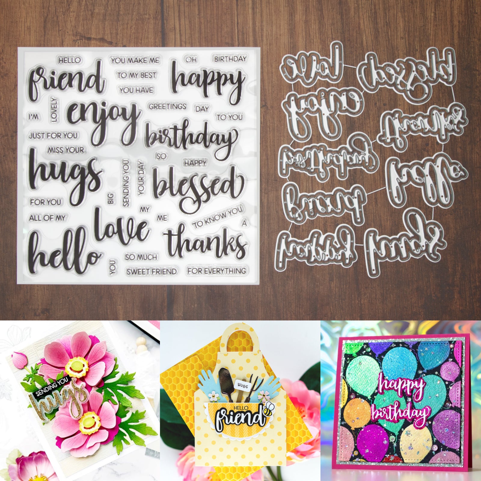 Hugs Friend Sentiments Builder Cutting Dies & Stamps Set