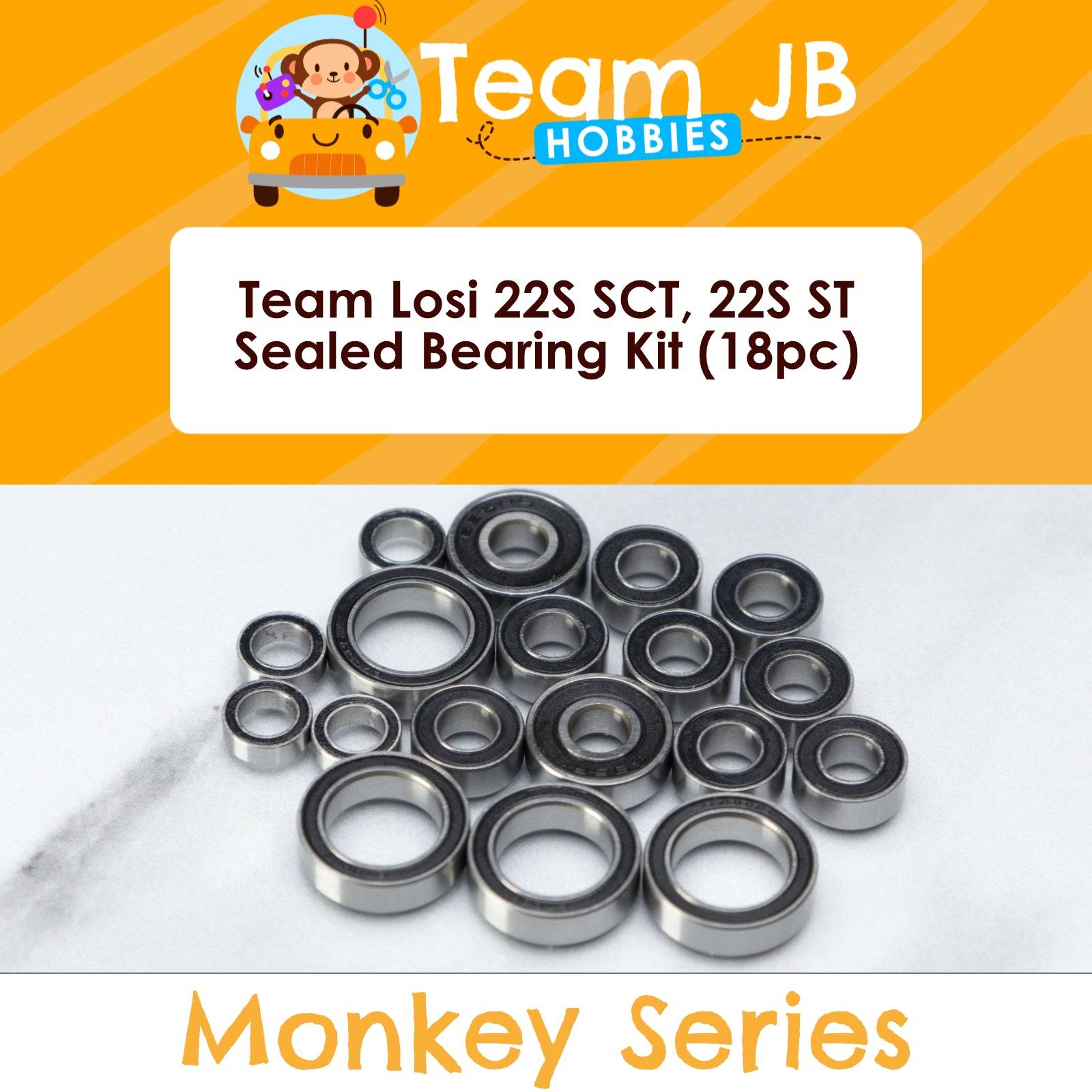 Team Losi 22S SCT, 22S ST, Sprint RTR - 18 Pcs Rubber Sealed Bearings Kit