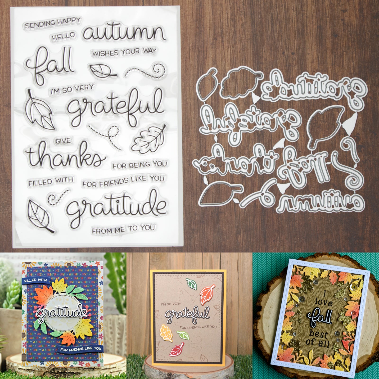 Fall Sentiments Cutting Dies & Stamps Set
