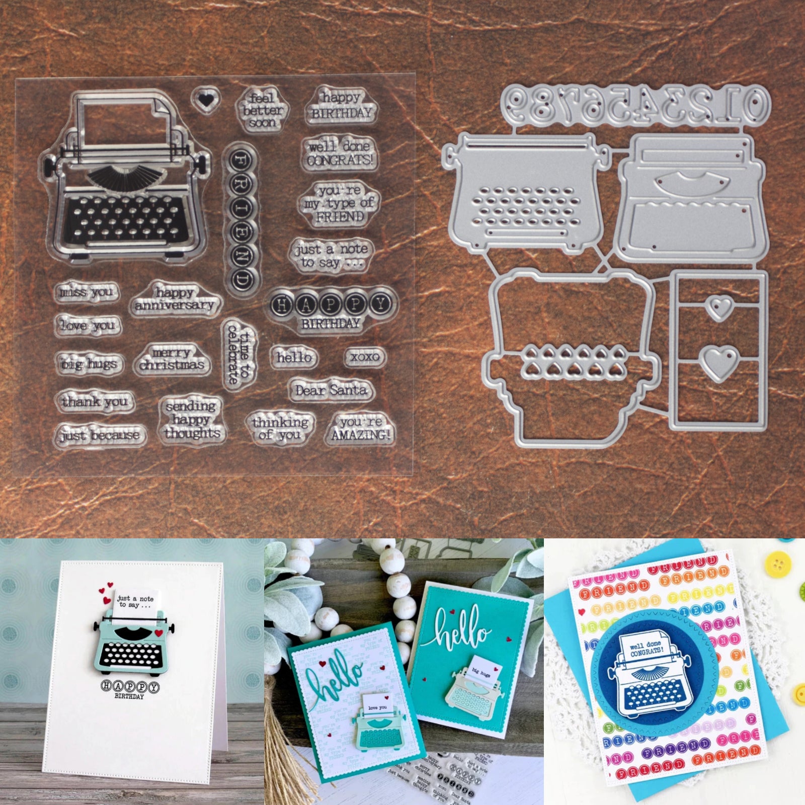 You’re My Type Typewriter w Hearts & Numbers Small Cutting Dies & Stamps Set