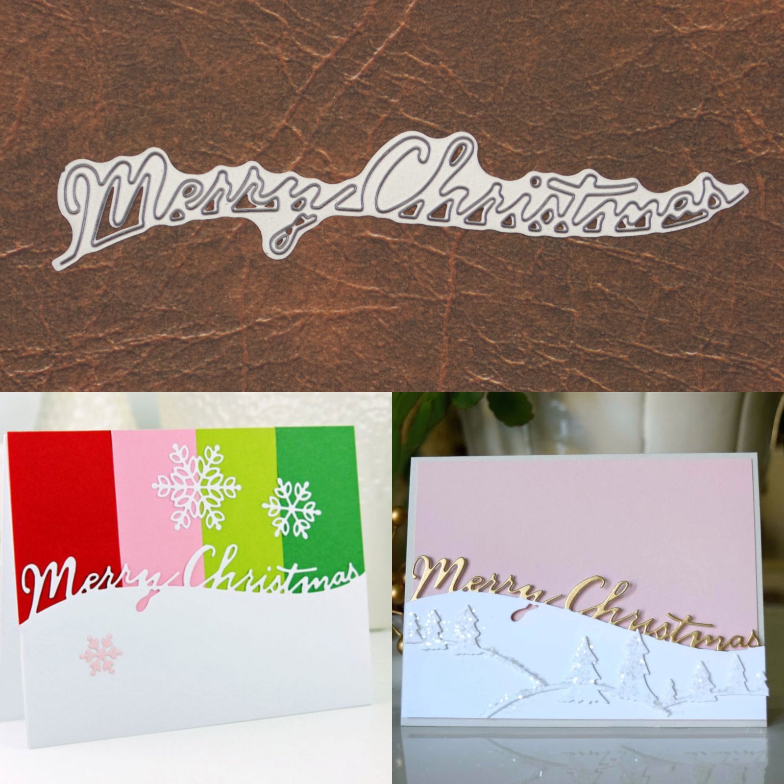 Merry Christmas Script Sloping Border Cutting Die